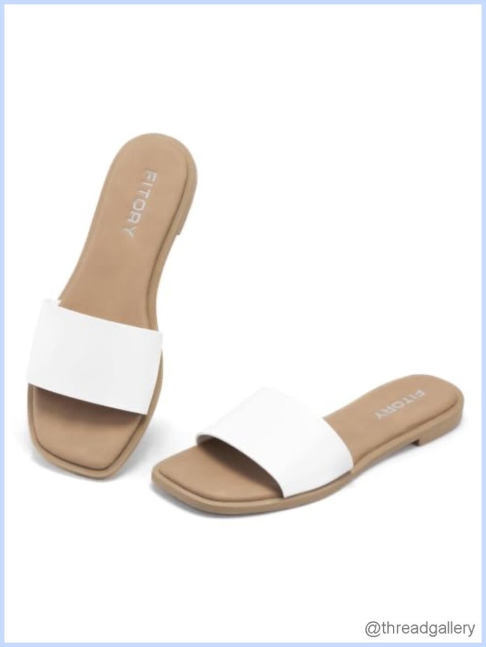 Women's Square Open Toe Slide Sandals Cushioned Footbed Slip On